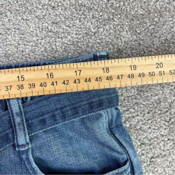 J. Crew Jeans Women's 33 Tall Blue Crop Straight High Rise Denim Belted - Picture 7 of 11